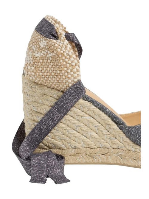 Cute women's espadrilles in gray metallic linen Castaner | CARINA8GRIS OSCURO